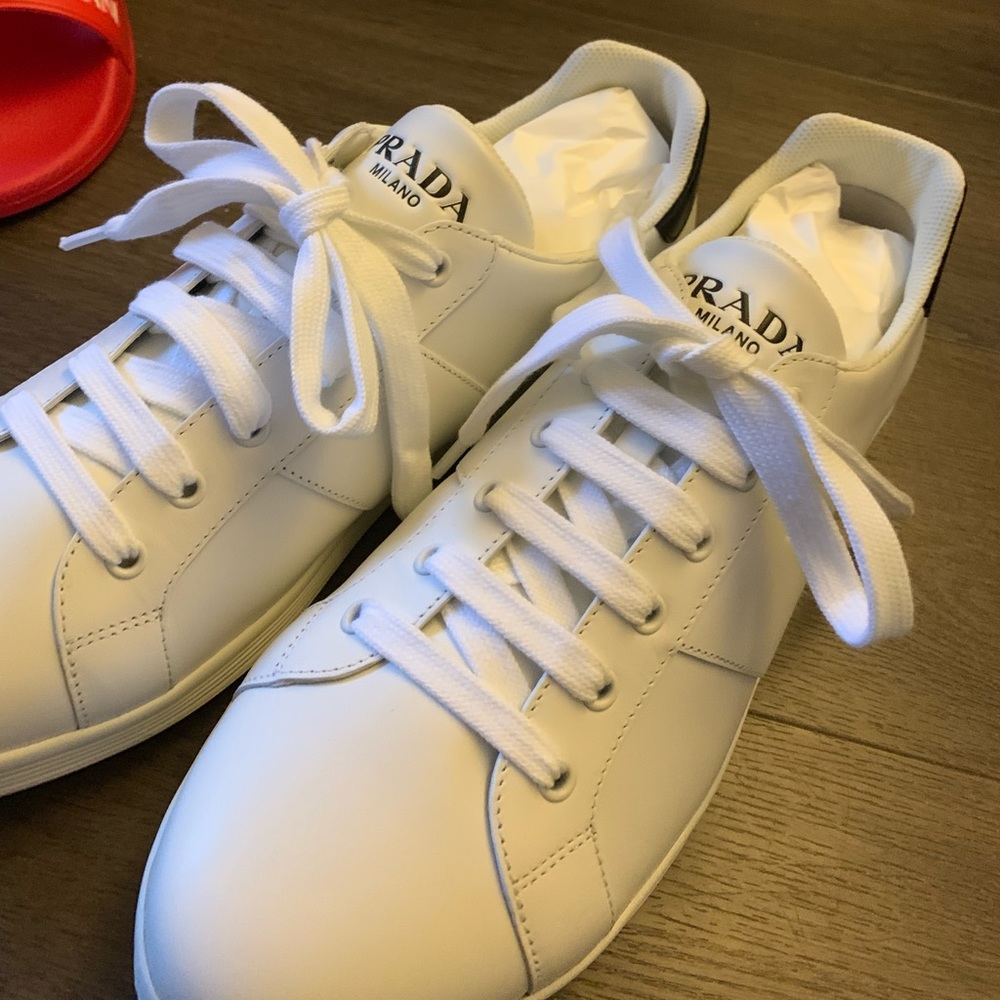 Prada White Leather Sneakers